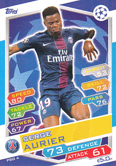 Serge Aurier Paris Saint-Germain 2016/17 Topps Match Attax CL #PSG04